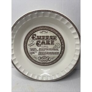 Vintage Royal China Jeannette Cheesecake Recipe Pie Plate 10" [6337]